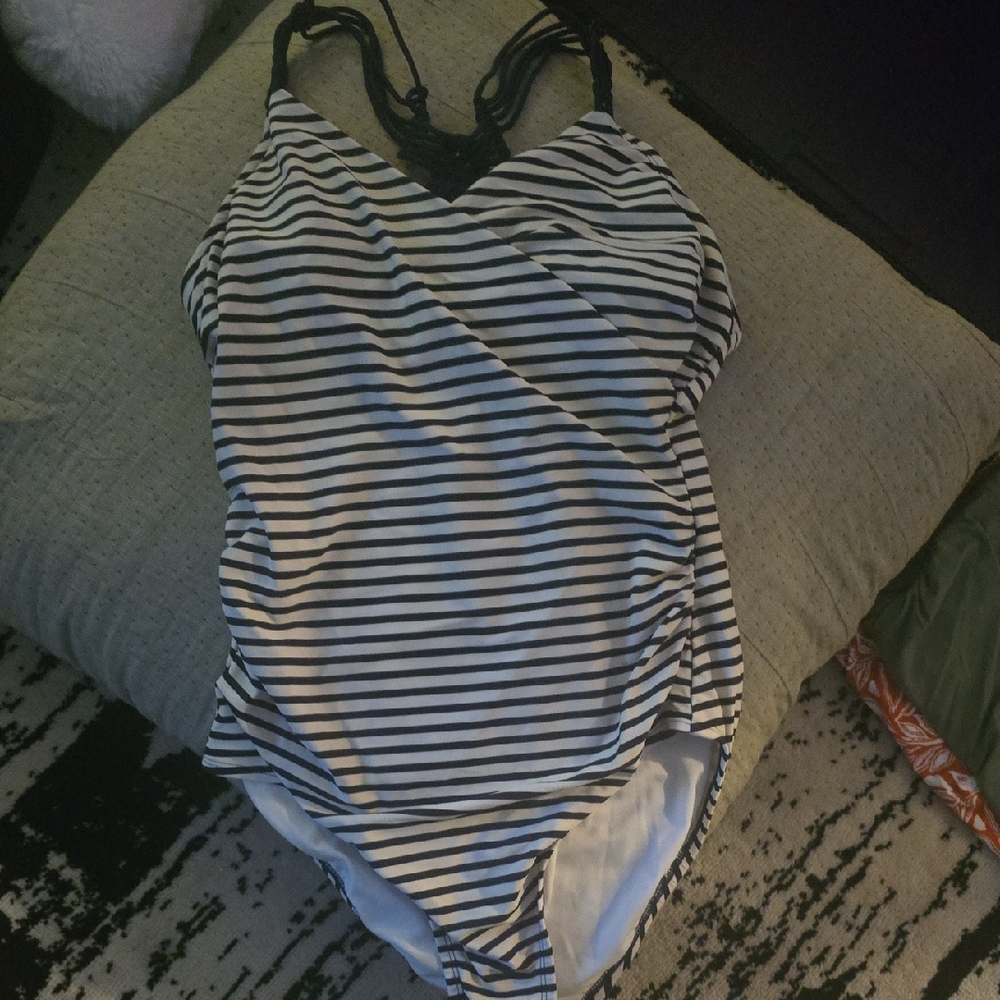 Striped Black and White One Piece